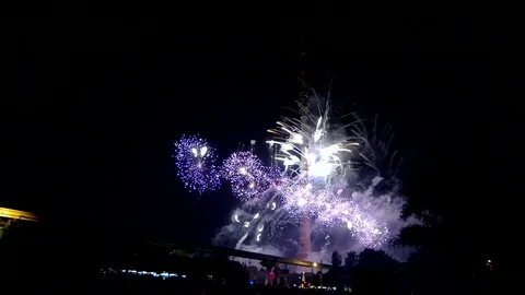 Fireworks in Moscow Stock Footage 86382907