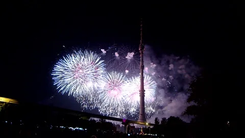 Fireworks in Moscow 스톡 동영상 86382935