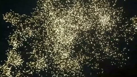 Fireworks motion graphics with night background Stock Footage 132086870