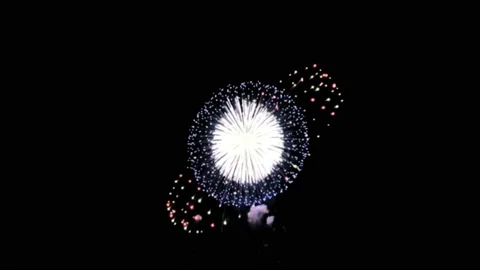 Fireworks motion graphics with night background Stock Footage 136929672