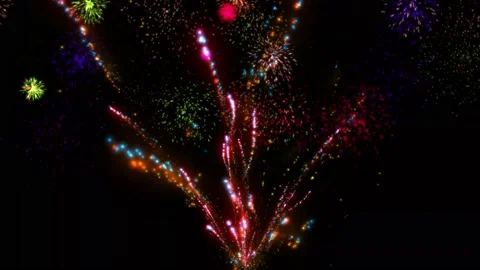 Fireworks motion graphics with night background Stock Footage 229096297