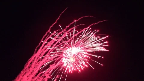Fireworks Multi Colored Stream Bursting in Sky Stock Footage 114714078