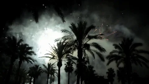 Fireworks multiple. Firework. Colorful fireworks atn holiday night Stock Footage 80108594