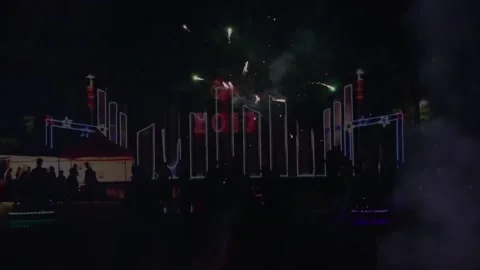 Fireworks neon lights in the sky Stock Footage 234493859