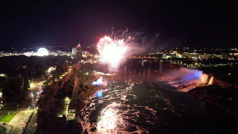 Fireworks at Niagara Falls Stock Footage 246548235