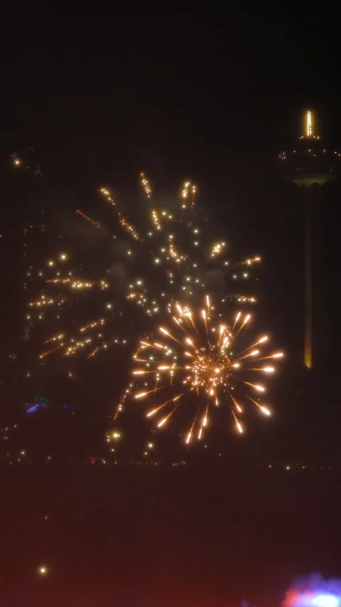 Fireworks in the Niagara Falls Stock Footage 293156138