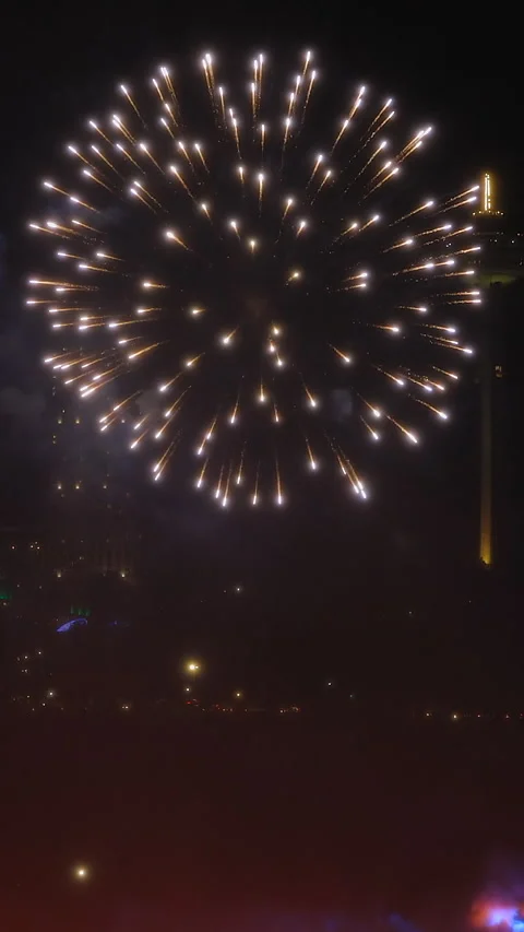 Fireworks in the Niagara Falls Stock Footage 293156261