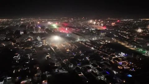Fireworks at night in Bucharest Romania Stock Footage 260417166