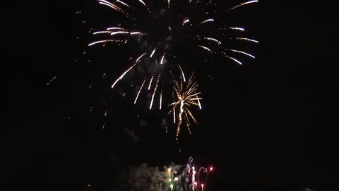 FIREWORKS NIGHT COLOR SKY Stock Footage 92911259