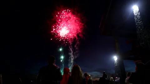 Fireworks in the night Stock Footage 47912291