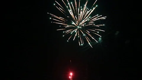 Fireworks on the night sky background Vidéo 123784042