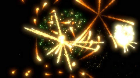 Fireworks in Night Sky Explode Bright Light Holiday Celebration Event Vídeo Stock 150345838