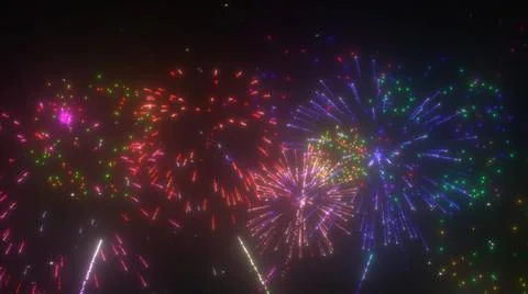 Fireworks in Night Sky Explode Bright Light Holiday Celebration Event Stock Illustration