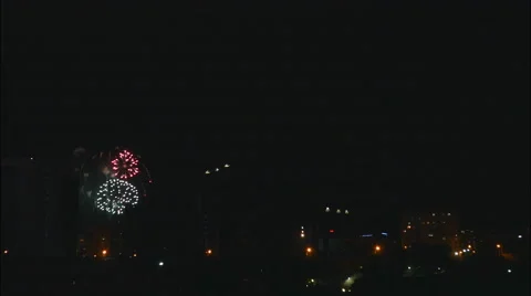 Fireworks in the night sky Stock Footage 52338266