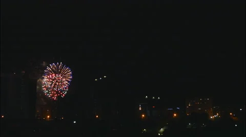 Fireworks in the night sky Stock Footage 52338413