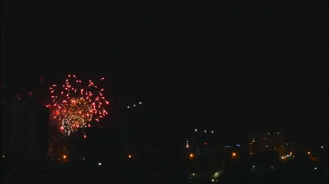 Fireworks in the night sky Stock Footage 52338446