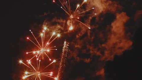 Fireworks Night Sky Stock Footage 77210258