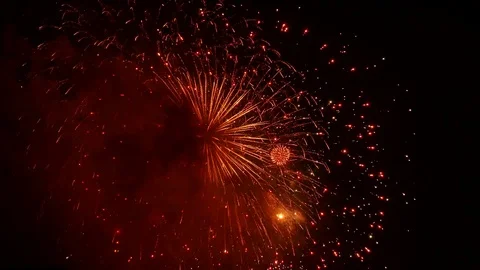 The fireworks in the night sky Stock Footage 80509272