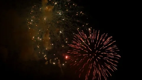 The fireworks in the night sky Stock Footage 80509350