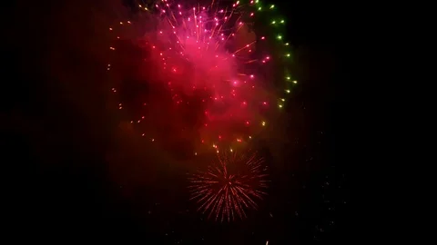 The fireworks in the night sky Stock Footage 80509397
