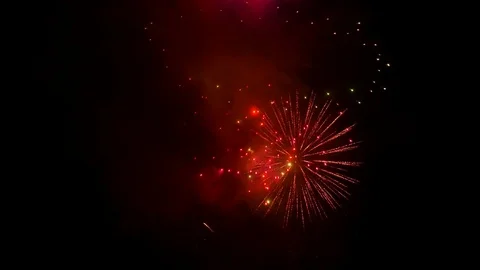 The fireworks in the night sky Stock Footage 80509418