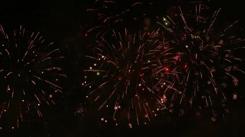 The fireworks in the night sky Stock Footage 81084310