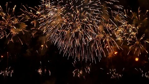 The fireworks in the night sky Stock Footage 82920332