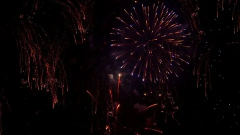 The fireworks in the night sky Stock Footage 83240036