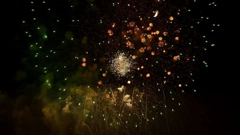 The fireworks in the night sky Stock Footage 83240890