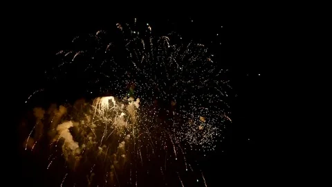 The fireworks in the night sky Stock Footage 83240895