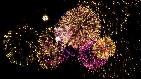 Fireworks in the night sky Stock Footage 83447053