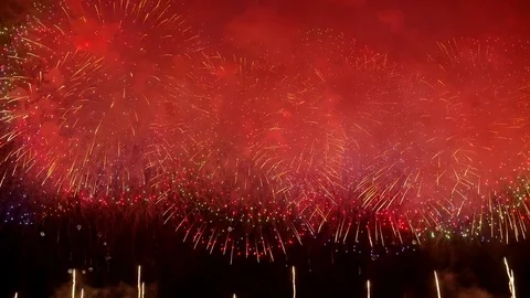 The fireworks in the night sky Stock Footage 83635174