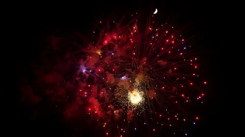The fireworks in the night sky Stock Footage 84747505