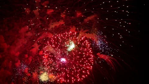 The fireworks in the night sky Stock Footage 85388536