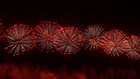 The fireworks in the night sky Stock Footage 86270630