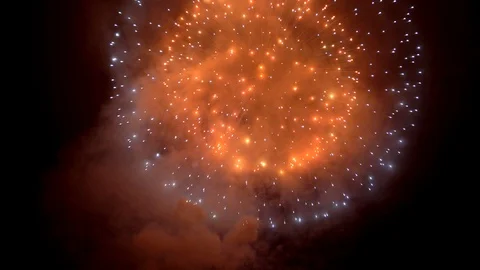 The fireworks in the night sky Stock Footage 86299382