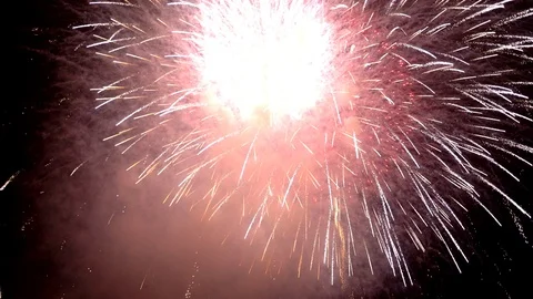 The fireworks in the night sky Video stock 86299832