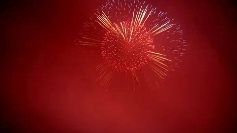 The fireworks in the night sky Stock Footage 86304647