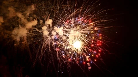 The fireworks in the night sky Stock Footage 88088074