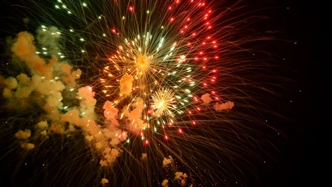 The fireworks in the night sky Video stock 88889708