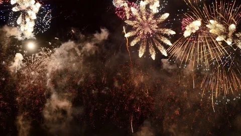 The fireworks in the night sky Stock-Footage 89074319