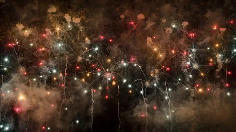 The fireworks in the night sky Stock Footage 90710062