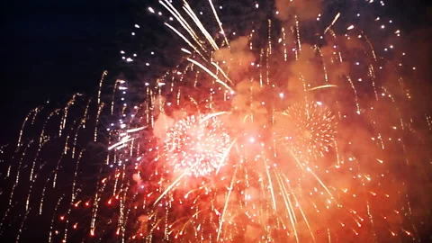 The fireworks in the night sky Video stock 94508542