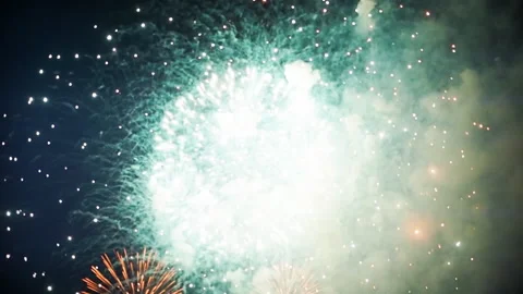 The fireworks in the night sky Stock Footage 94596396