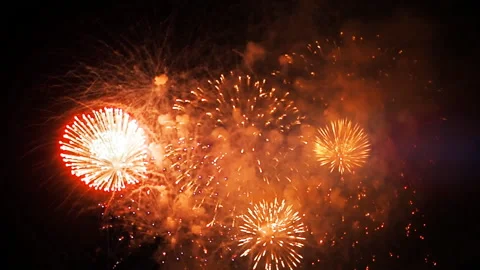 The fireworks in the night sky Stock Footage 94690247