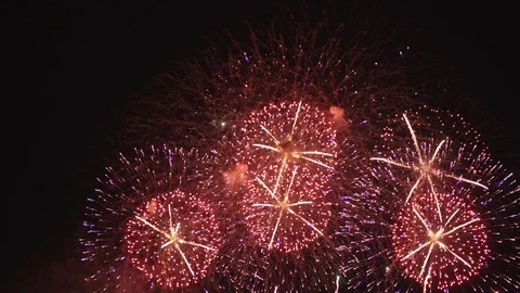 Fireworks in the night sky Stock Footage 95637382