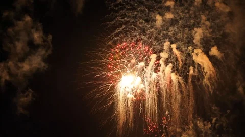 The fireworks in the night sky Stock Footage 95971061