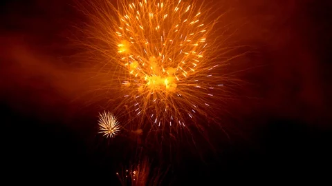 The fireworks in the night sky Stock Footage 100692667