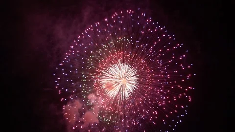 The fireworks in the night sky Stock Footage 100692731