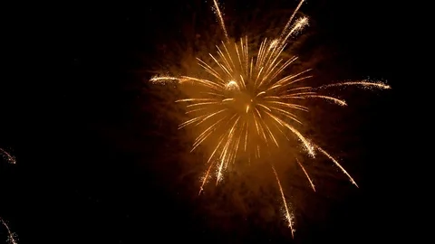 The fireworks in the night sky Stock Footage 100692773